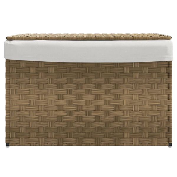 vidaXL Panier &agrave; linge avec couvercle 55,5x35x34 cm r&eacute;sine tress&eacute;e