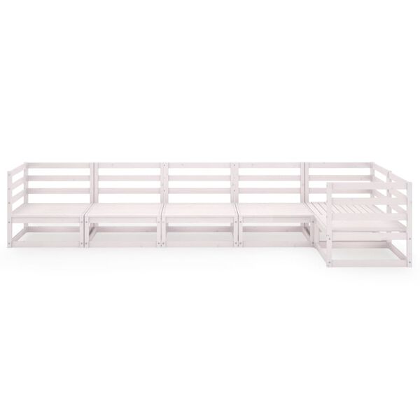 vidaXL Salon de jardin 6 pcs blanc bois de pin massif