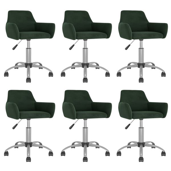 vidaXL Chaises pivotantes &agrave; manger lot de 6 Vert fonc&eacute; Velours