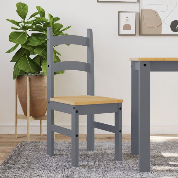 vidaXL Chaises &agrave; manger lot de 2 gris 40x46x99 cm bois massif de pin