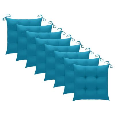 vidaXL Chaises de jardin avec coussins bleu clair lot de 8 Teck massif