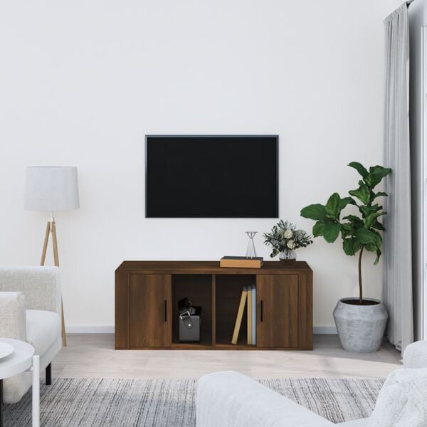 vidaXL Meuble TV Ch&ecirc;ne marron 100x35x40 cm Bois d'ing&eacute;nierie