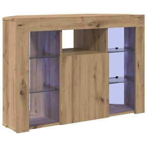 vidaXL Meuble TV LED d'Angle 100x40x68cm Ch&ecirc;ne artisanal