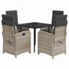 vidaXL Ensemble &agrave; manger de jardin et coussins 5 pcs gris clair rotin