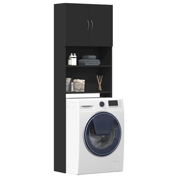 vidaXL Meuble de machine &agrave; laver noir 64x24x190 cm bois d'ing&eacute;nierie