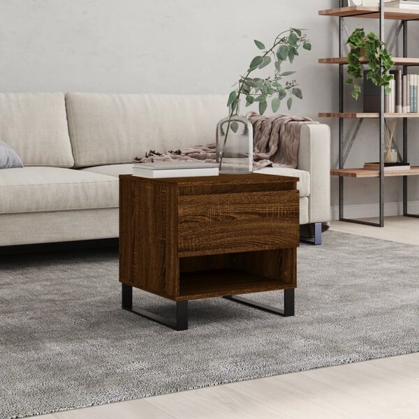 vidaXL Table basse ch&ecirc;ne marron 50x46x50 cm bois d'ing&eacute;nierie