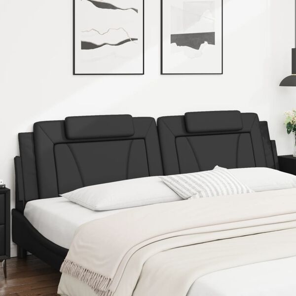 vidaXL Coussin de t&ecirc;te de lit Viana noir 193 cm similicuir