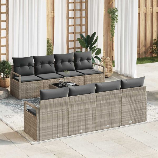 vidaXL Ensemble de canap&eacute; de jardin 9 pcs Gris clair et gris fonc&eacute;