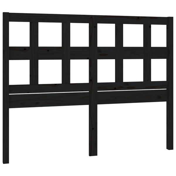 vidaXL T&ecirc;te de lit Noir 125,5x4x100 cm Bois massif de pin