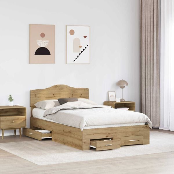 vidaXL Cadre de lit Ch&ecirc;ne artisanal 120 x 190 cm Bois d'ing&eacute;nierie