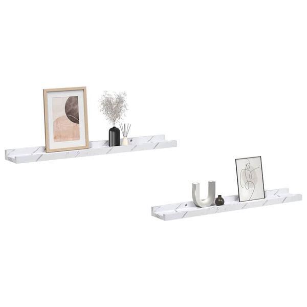 vidaXL &Eacute;tag&egrave;re Murale avec &eacute;tag&egrave;re 2 pcs Marbre blanc 60 x 9 x 3 cm