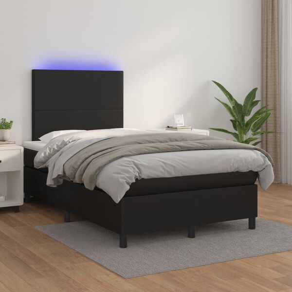vidaXL Sommier &agrave; lattes de lit avec matelas et LED Noir 120x200 cm