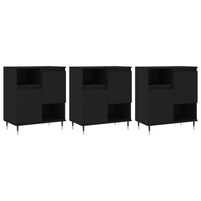 vidaXL Buffets 3 pcs noir bois d'ingénierie