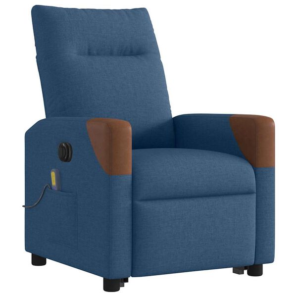 vidaXL Fauteuil inclinable de massage &eacute;lectrique bleu tissu