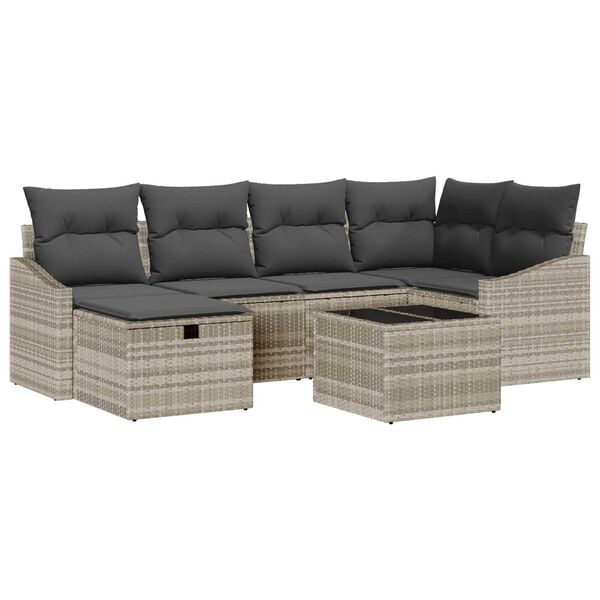 vidaXL Ensemble de canap&eacute; de jardin 7 pcs Gris clair 55 x 62 x 69 cm