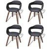 vidaXL Chaises &agrave; manger lot de 4 noir bois courb&eacute; et similicuir