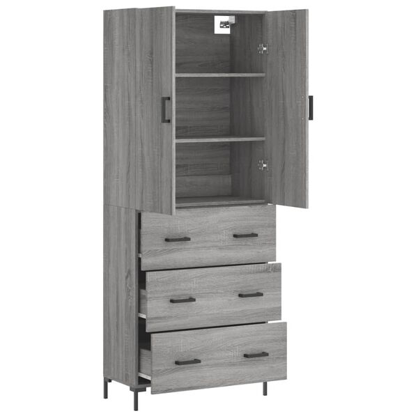 vidaXL Buffet haut Sonoma gris 69,5x34x180 cm Bois d'ing&eacute;nierie