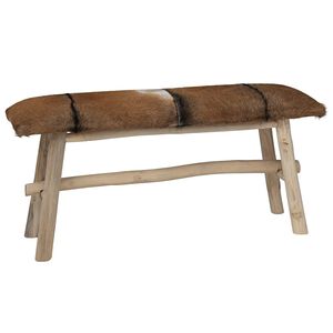 vidaXL Banc cuir de ch&egrave;vre Teck