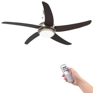 vidaXL Ventilateur de plafond orn&eacute; avec lampe 128 cm Marron