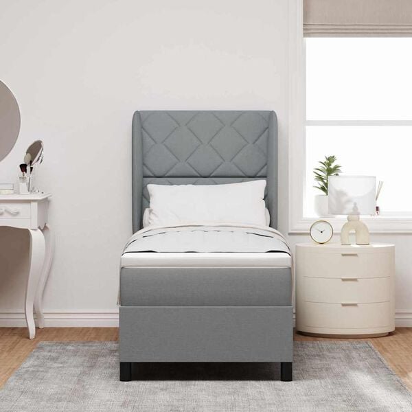 vidaXL Lit &agrave; ressorts avec matelas Gris clair 80 x 200 cm tissu