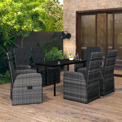 vidaXL Ensemble à manger de jardin avec coussins 7 pcs Gris