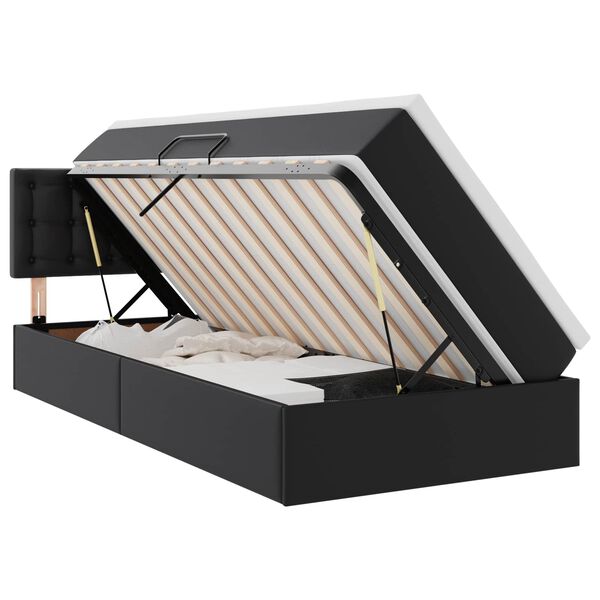 vidaXL Lit avec rangement et LED Noir 100 x 200 cm Cuir synth&eacute;tique