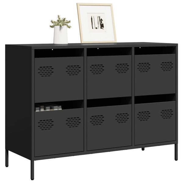 vidaXL Buffet noir 101,5x39x73,5 cm acier lamin&eacute; &agrave; froid