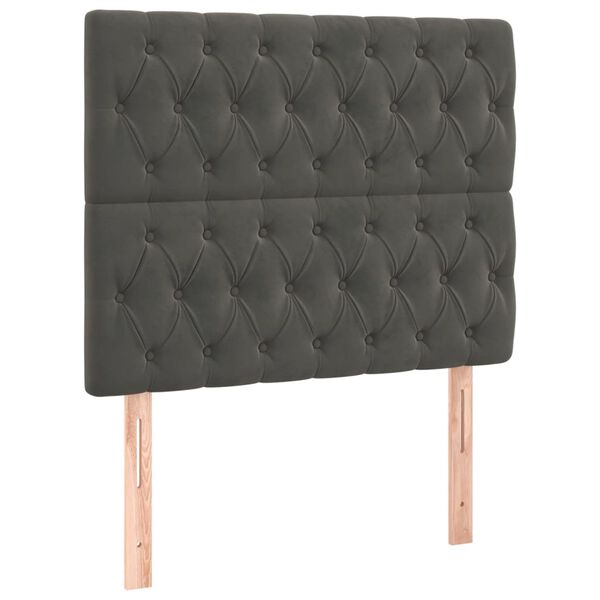 vidaXL T&ecirc;te de lit &agrave; LED Gris fonc&eacute; 90x7x118/128 cm Velours