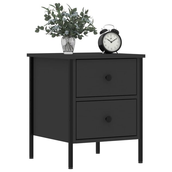 vidaXL Tables de chevet 2 pcs noir 40x42x50 cm bois d&rsquo;ing&eacute;nierie
