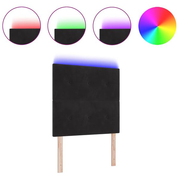 vidaXL T&ecirc;te de lit LED avec des lumi&egrave;res &agrave; LED Noir 90 cm Polyester