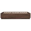 vidaXL Cadre de lit avec LED sans matelas ch&ecirc;ne marron 140x200 cm