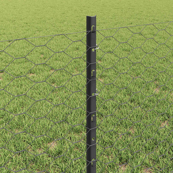 vidaXL Cl&ocirc;ture avec poteau Gris 0,6 x 50 m Acier et PVC