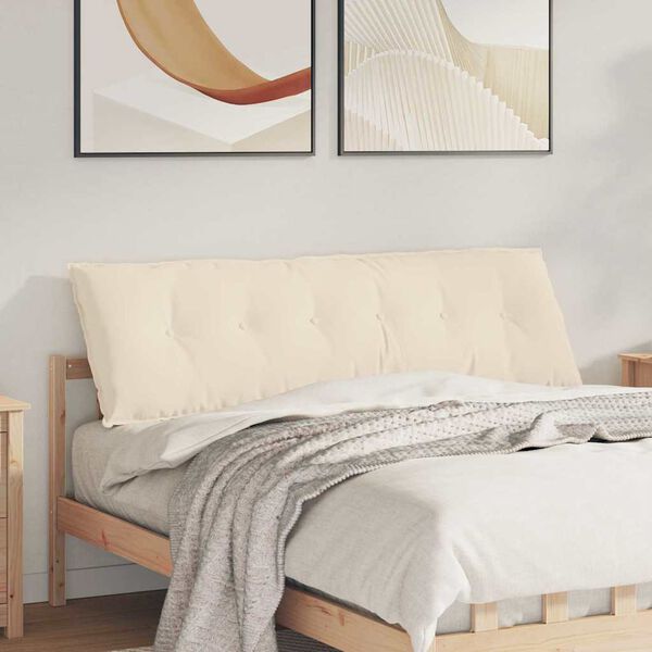 vidaXL Coussin de Dos Beige 160 x 50 cm Tissu en microfibre