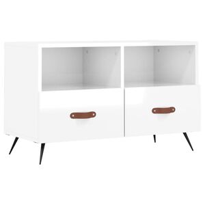 vidaXL Meuble TV Blanc brillant 80x36x50 cm Bois d'ing&eacute;nierie