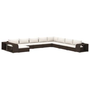vidaXL Salon de jardin 11 pcs avec coussins R&eacute;sine tress&eacute;e Marron