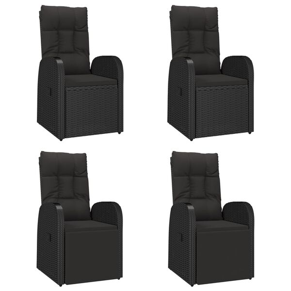 vidaXL Ensemble &agrave; manger de jardin coussins 5pcs Noir R&eacute;sine tress&eacute;e