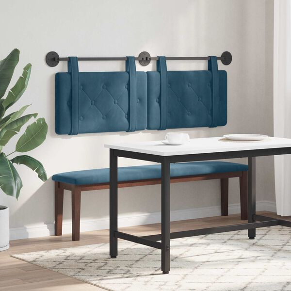 vidaXL T&ecirc;te de lit suspendue Bleu 150 x 55 x 5 cm Velours