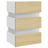 vidaXL Table de chevet &agrave; LED Blanc et ch&ecirc;ne sonoma 45x35x67 cm