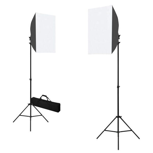vidaXL Kit de studio photo avec bo&icirc;tes &agrave; lumi&egrave;re et toile de fond