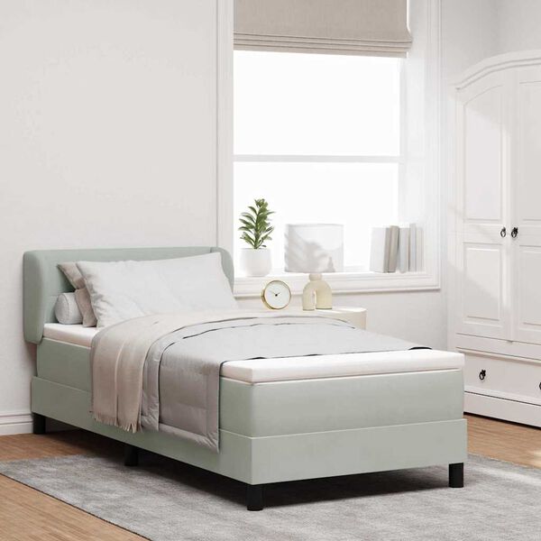 vidaXL Lit &agrave; ressorts avec matelas Gris clair 100 x 200 cm Velours