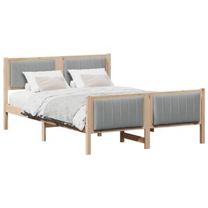 vidaXL Cadre de lit avec t&ecirc;te de lit Marron et gris clair 140 x 190 cm