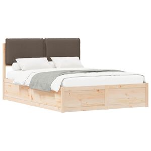 vidaXL Cadre de lit avec t&ecirc;te de lit rembourr&eacute;e Taupe 140 x 190 cm