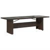 vidaXL Table de jardin avec dessus en verre marron r&eacute;sine tress&eacute;e