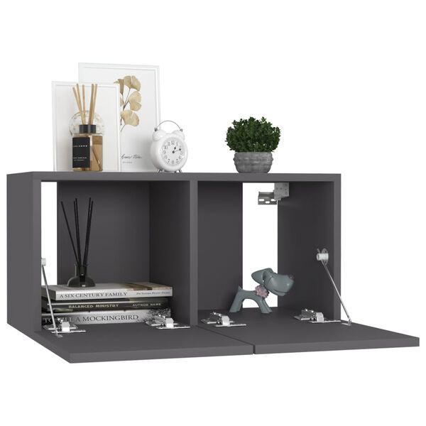 vidaXL Ensemble de meubles TV 10 pcs Gris Bois d&rsquo;ing&eacute;nierie