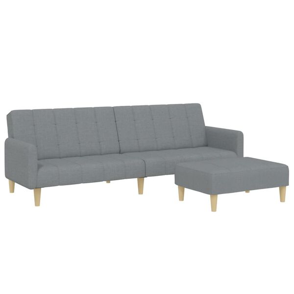 vidaXL Canap&eacute;-lit &agrave; 2 places avec repose-pied gris clair tissu