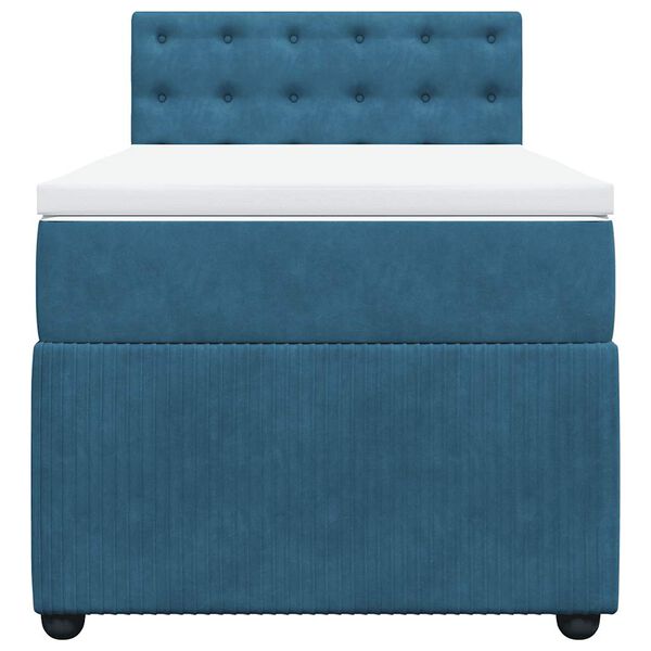 vidaXL Sommier &agrave; lattes de lit avec matelas bleu 90x190 cm velours