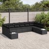 vidaXL Ensemble de canapé de jardin 10 pcs Noir Poly Rattan
