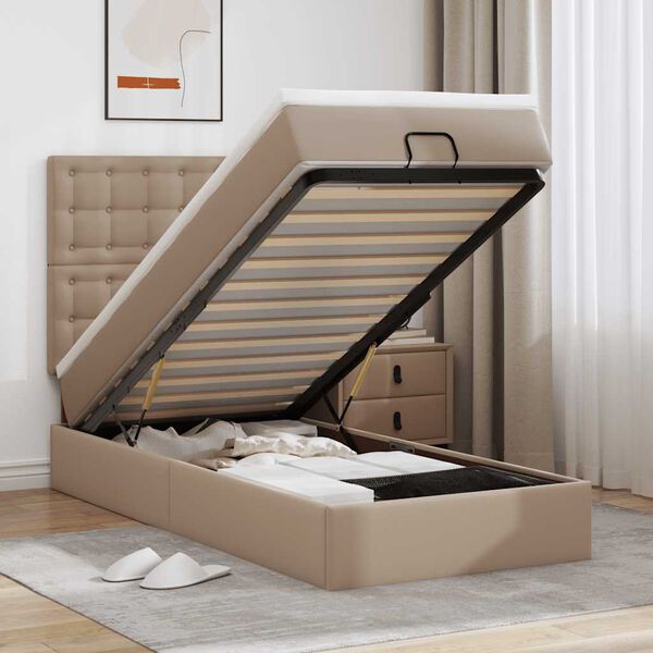 VidaXL Lit ottoman et matelas cappuccino 100x200cm similicuir
