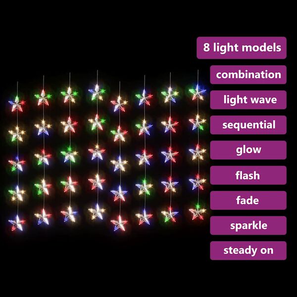 vidaXL Guirlande lumineuse &agrave; &eacute;toiles LED 200 LED Color&eacute; 8 fonctions