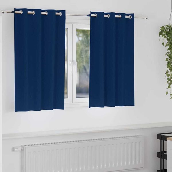 vidaXL Rideaux occultants avec anneaux 2 pcs Bleu fonc&eacute; 140 x 140 cm